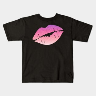 Pastel Pink Ombre Faux Glitter Lips Kids T-Shirt